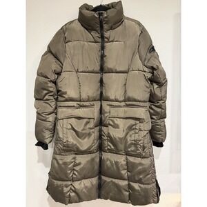 MADDEN GIRL Women's‎ Olive GREEN Puffer Jacket Size Large Long Cozy City